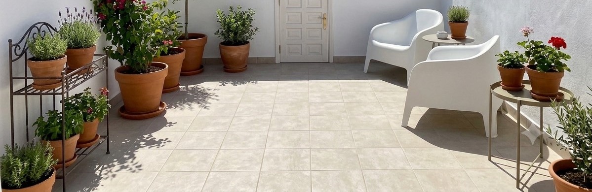 Azotea luminosa con plantas y zona de descanso